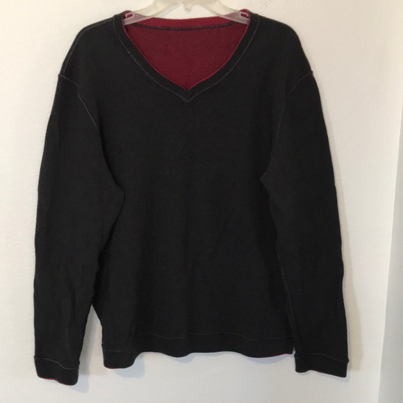 REVERSABLE SWEATER/SWEATSHIRT CHARCOAL BLACK & MAROON SIZE XL NWOT EXCELLENT CON - Picture 2 of 5